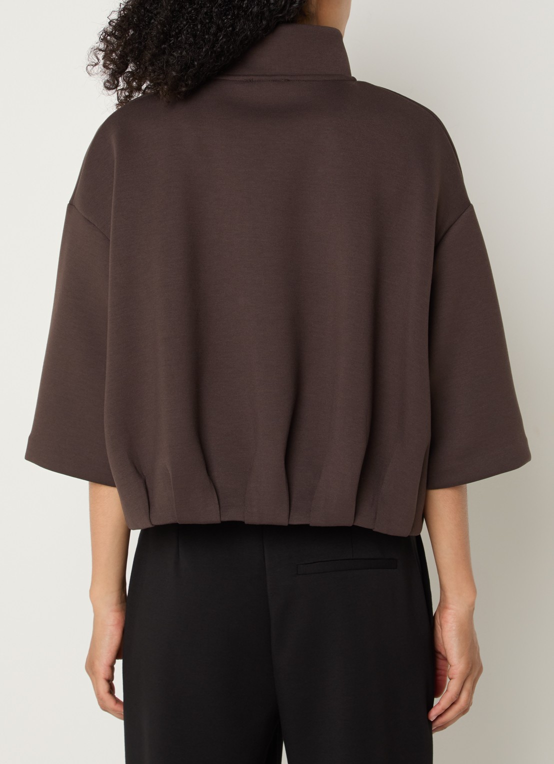 OPUS Galtos sweatvest met opstaande kraag - achterkant 2 donkerbruin