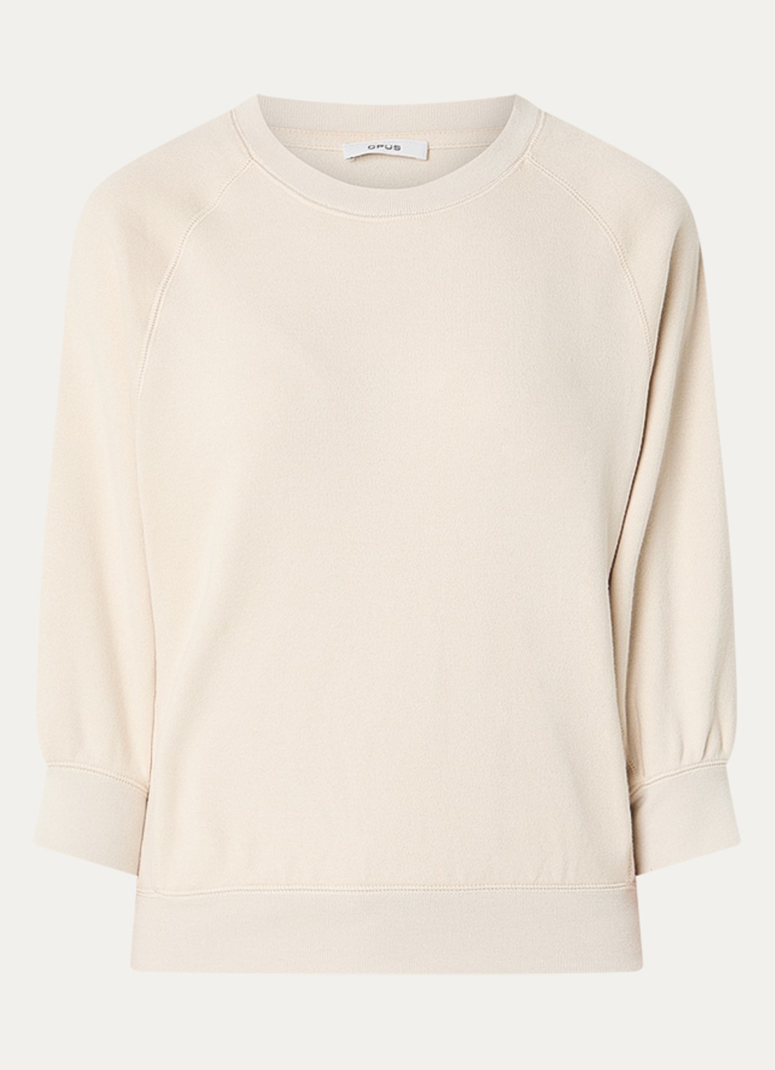 OPUS Garki sweater met ronde hals - voorkant naturel