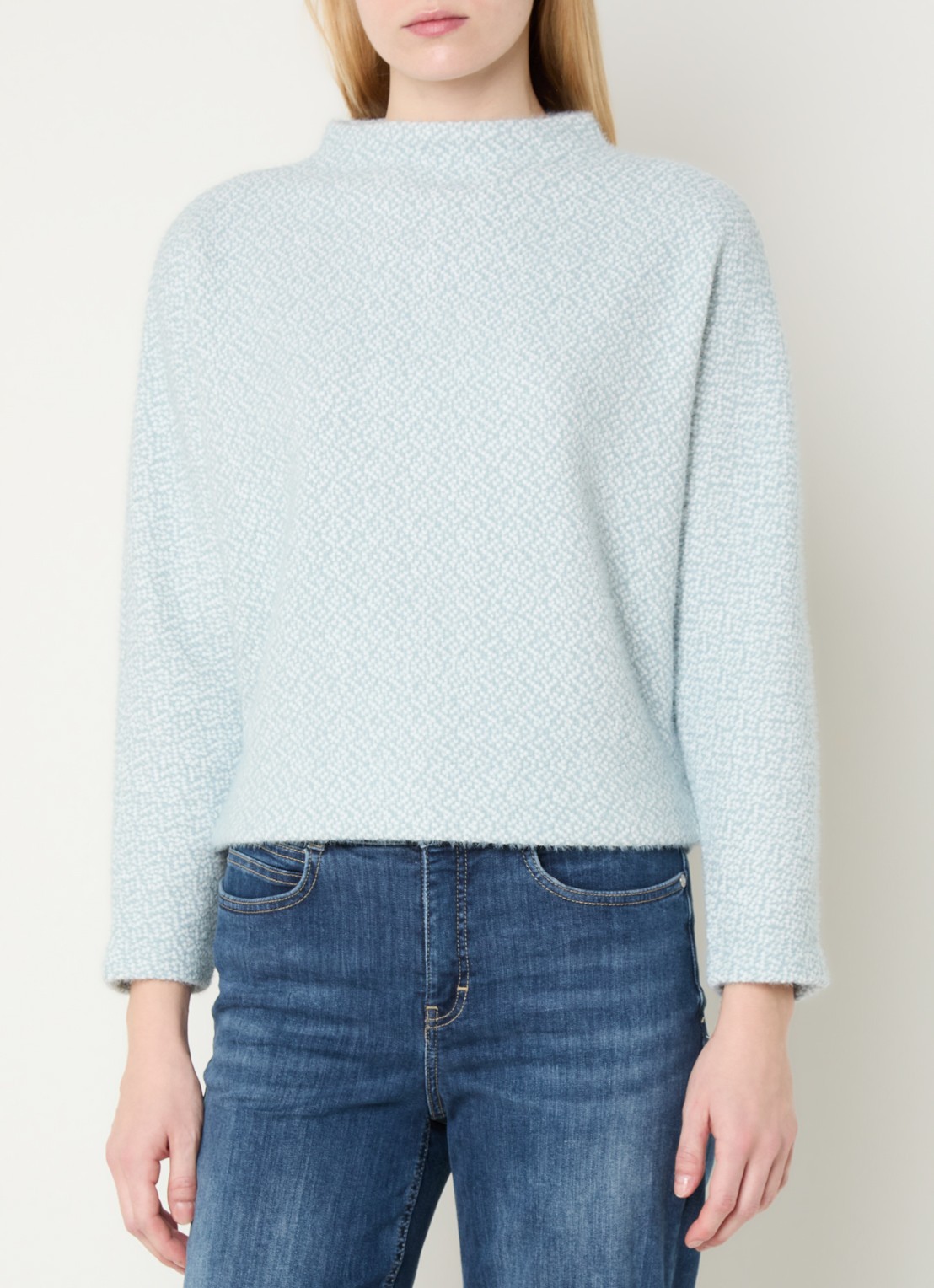 OPUS Genuri sweater met print - detail 3 turquoise