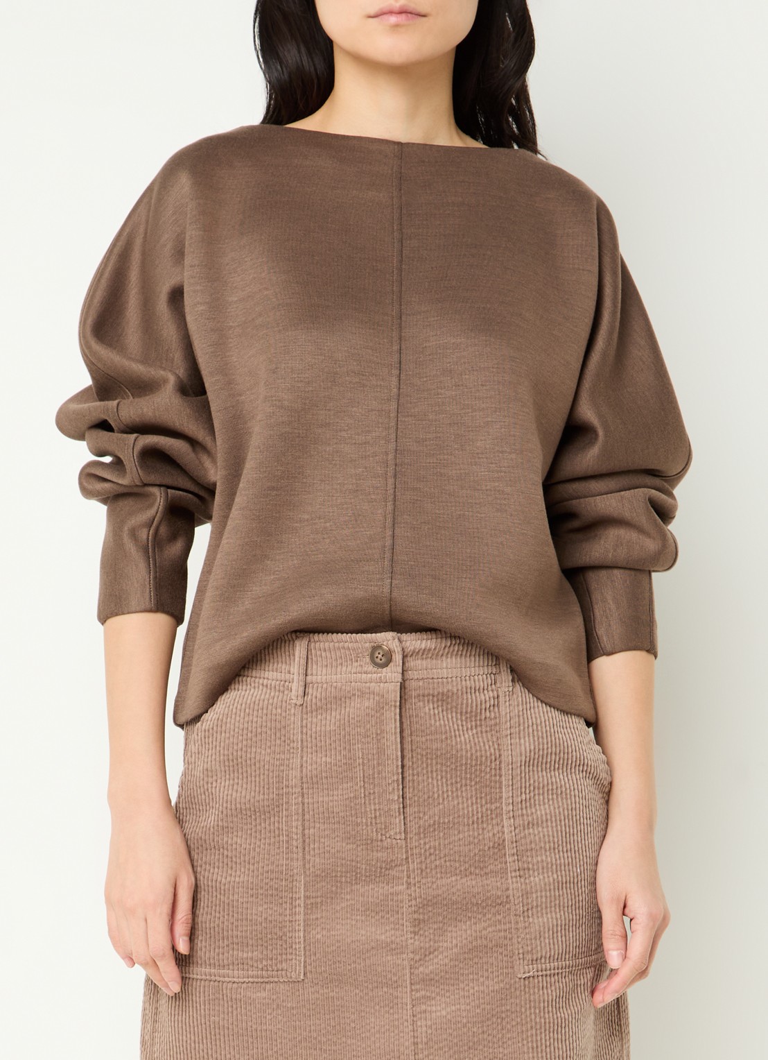 OPUS Gilan sweater met gemêleerd dessin - detail 4 lichtbruin