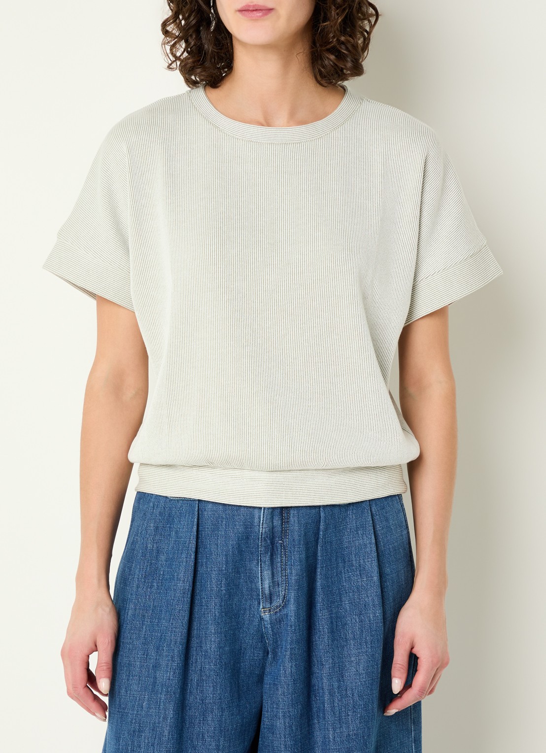 OPUS Gimos top met streepprint - detail groen