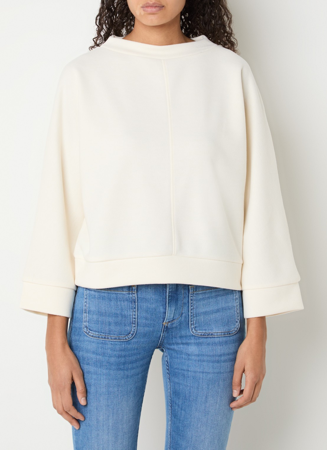 OPUS Gitani sweater met boothals - detail gebroken wit