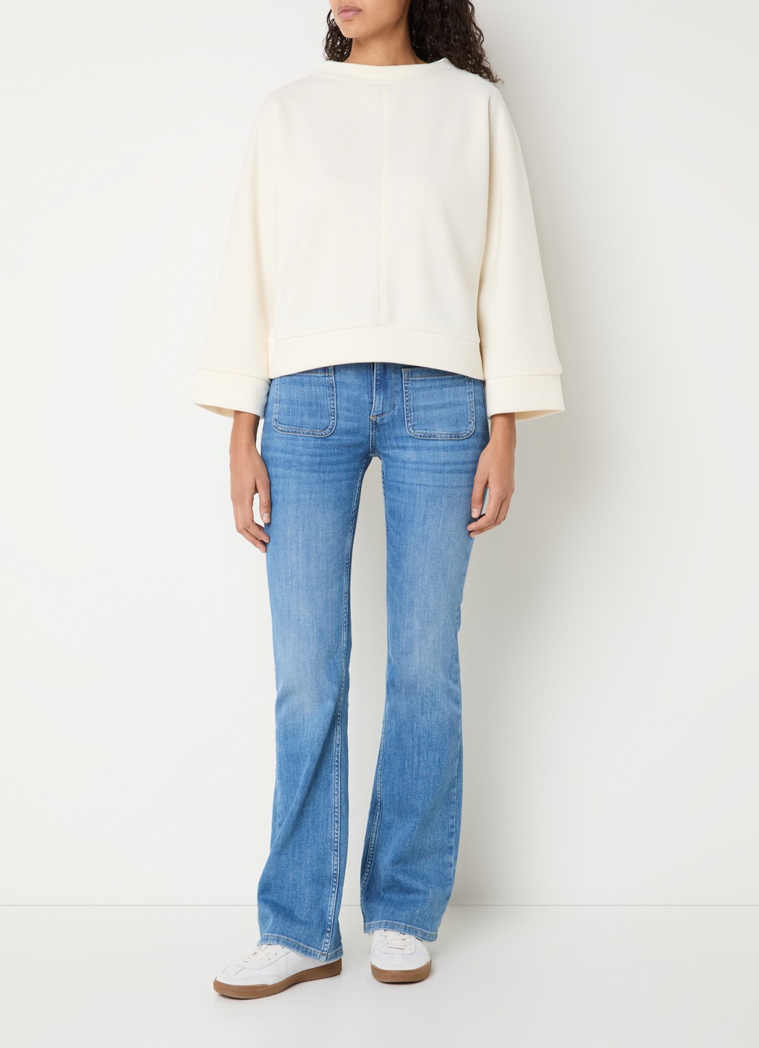 OPUS Gitani sweater met boothals - voorkant 3 gebroken wit