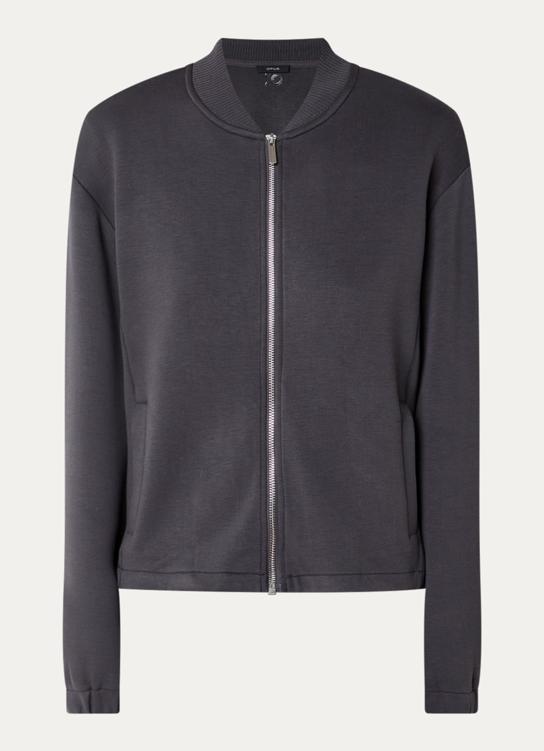 OPUS Glacki sweatvest met opstaande kraag - voorkant 2 antraciet