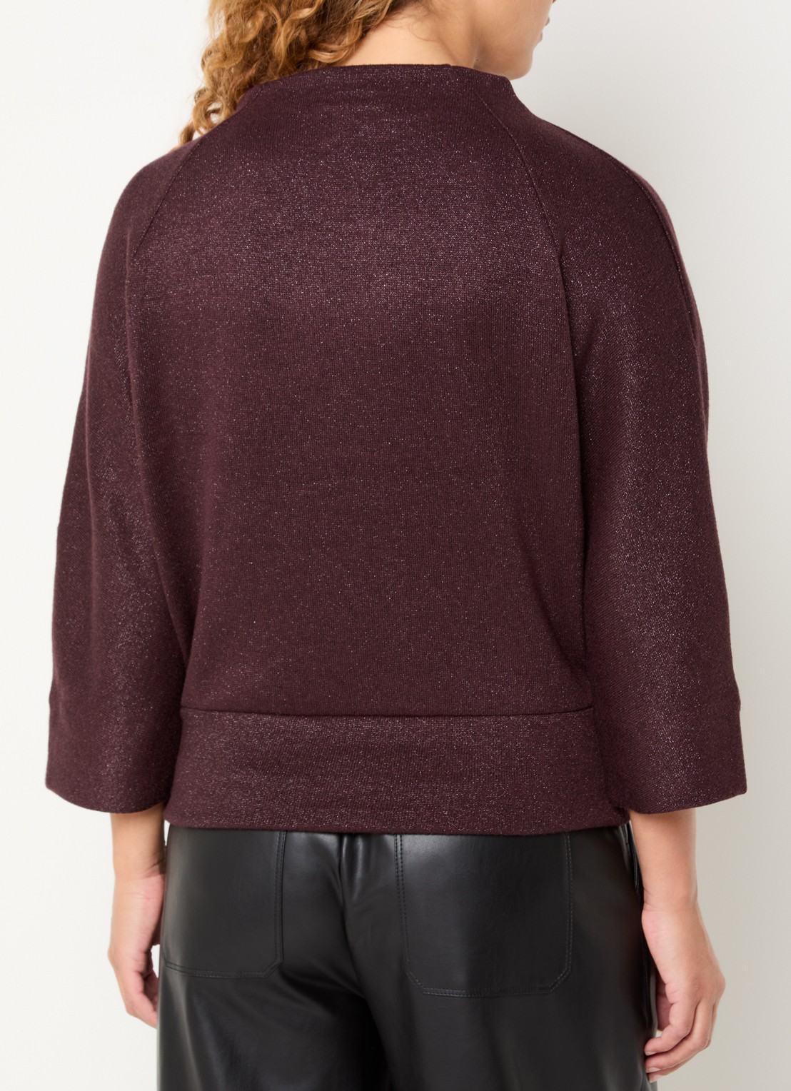 OPUS Glantina trui met lurex - achterkant kastanjebruin