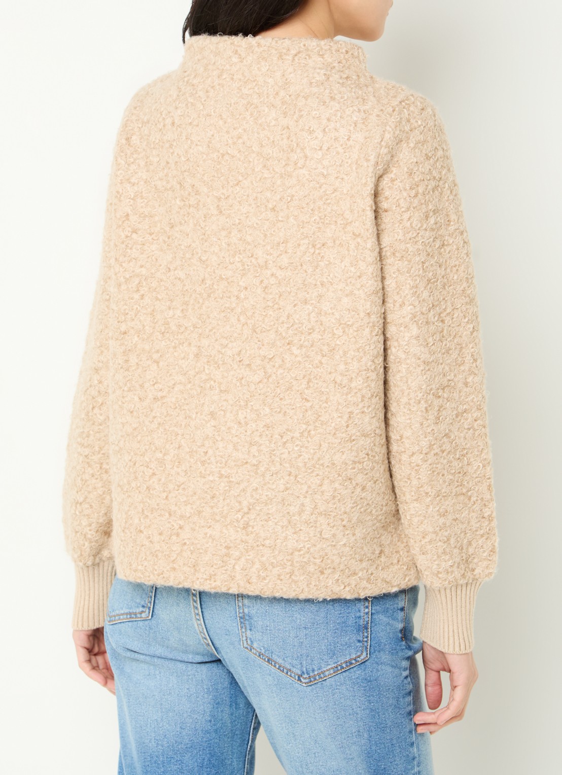 OPUS Gobano grofgebreide trui van bouclé - achterkant 3 beige