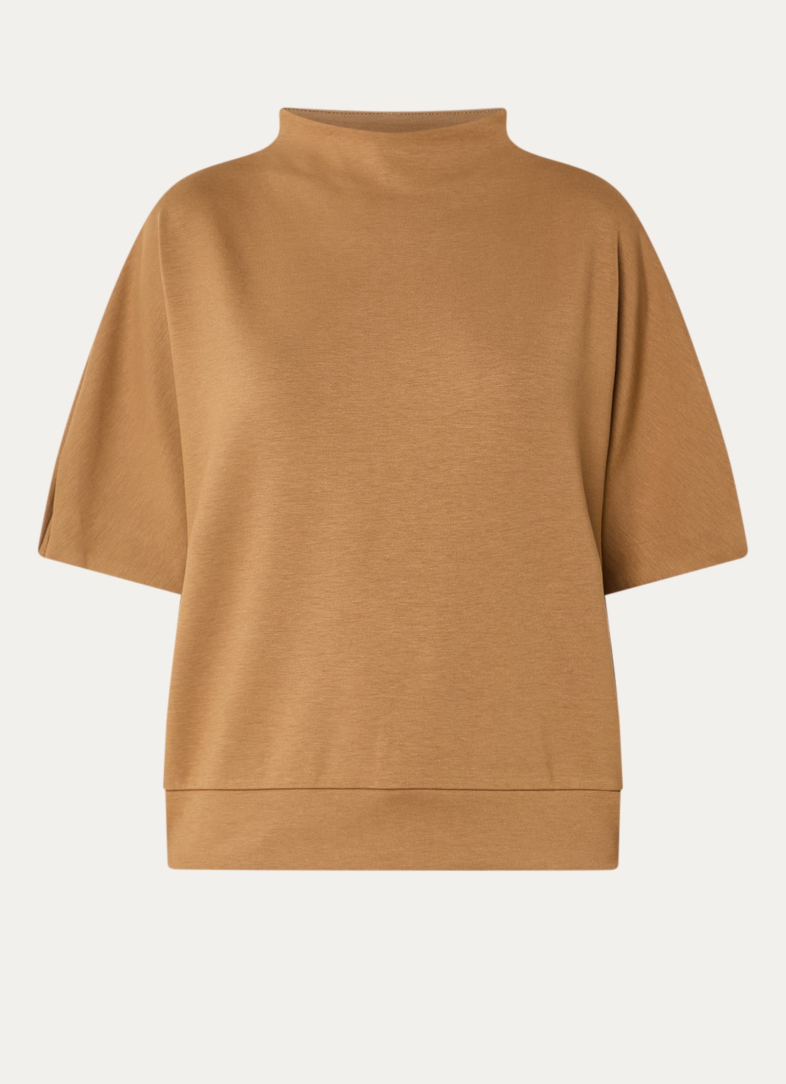 OPUS Golli sweater met opstaande kraag - voorkant okergeel