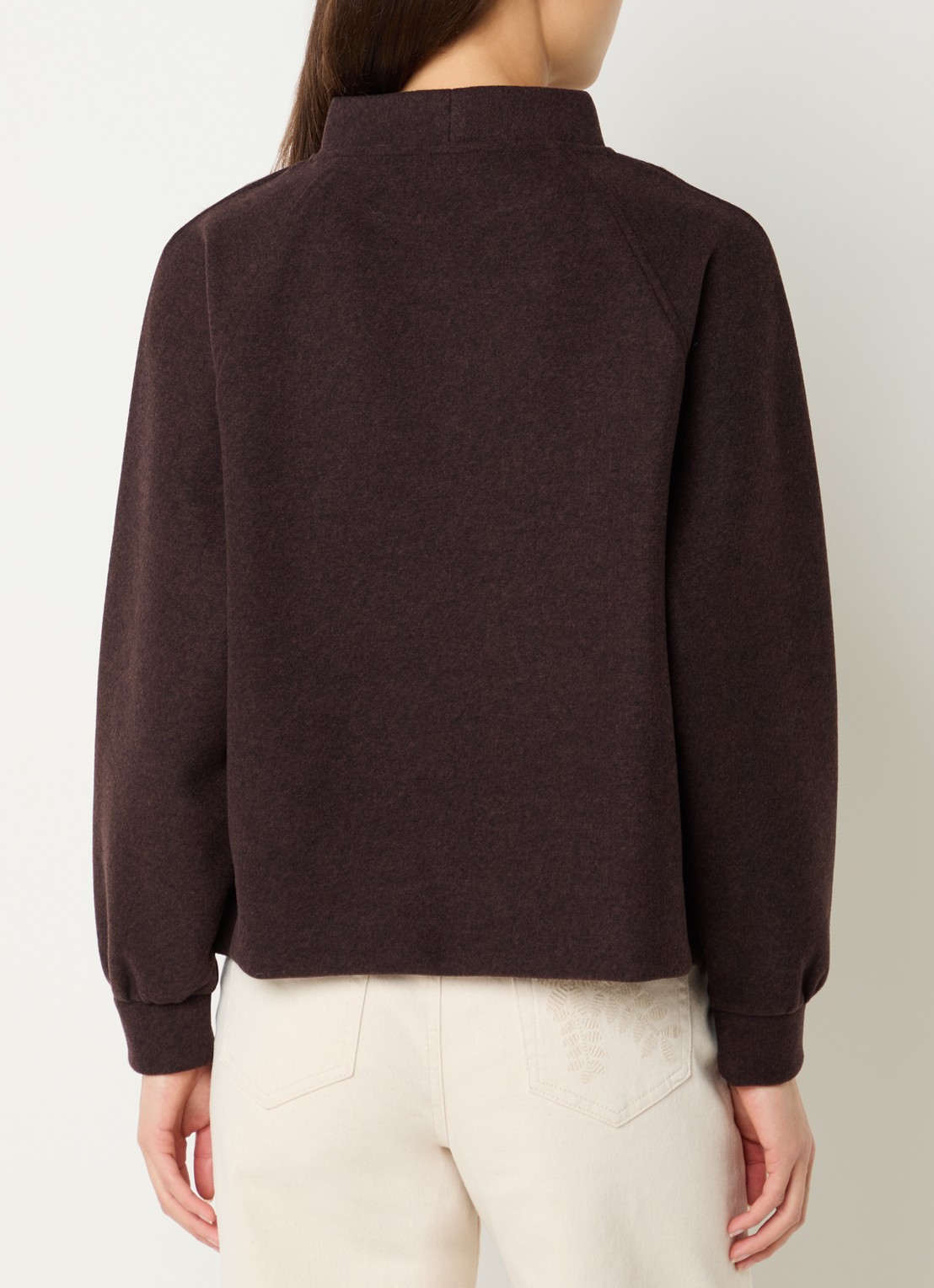 OPUS Grapina sweater met opstaande kraag - achterkant donkerbruin
