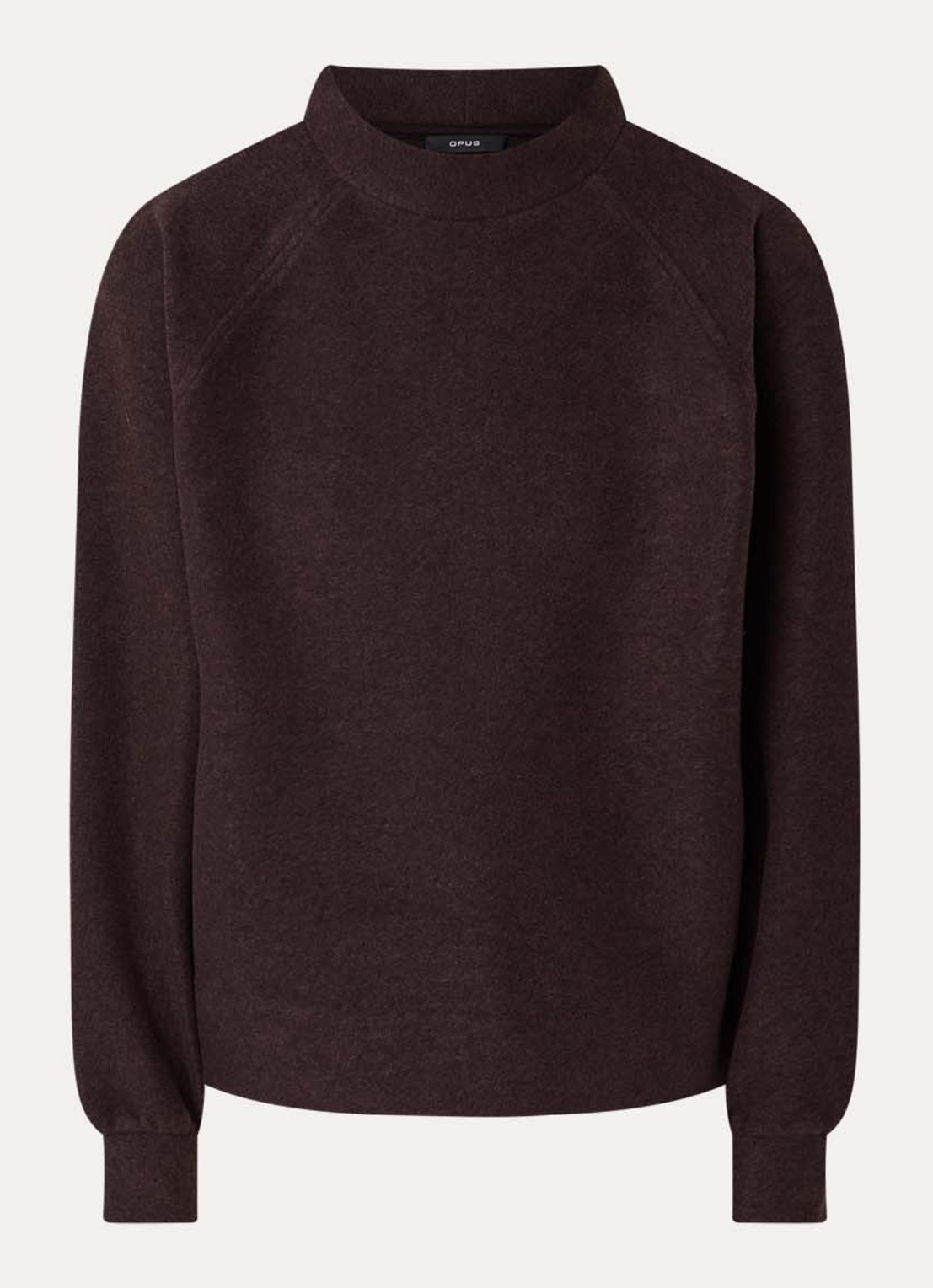 OPUS Grapina sweater met opstaande kraag - voorkant 2 donkerbruin