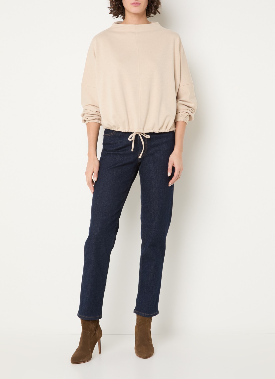 OPUS Gumipa sweater met trekkoord - voorkant 4 beige