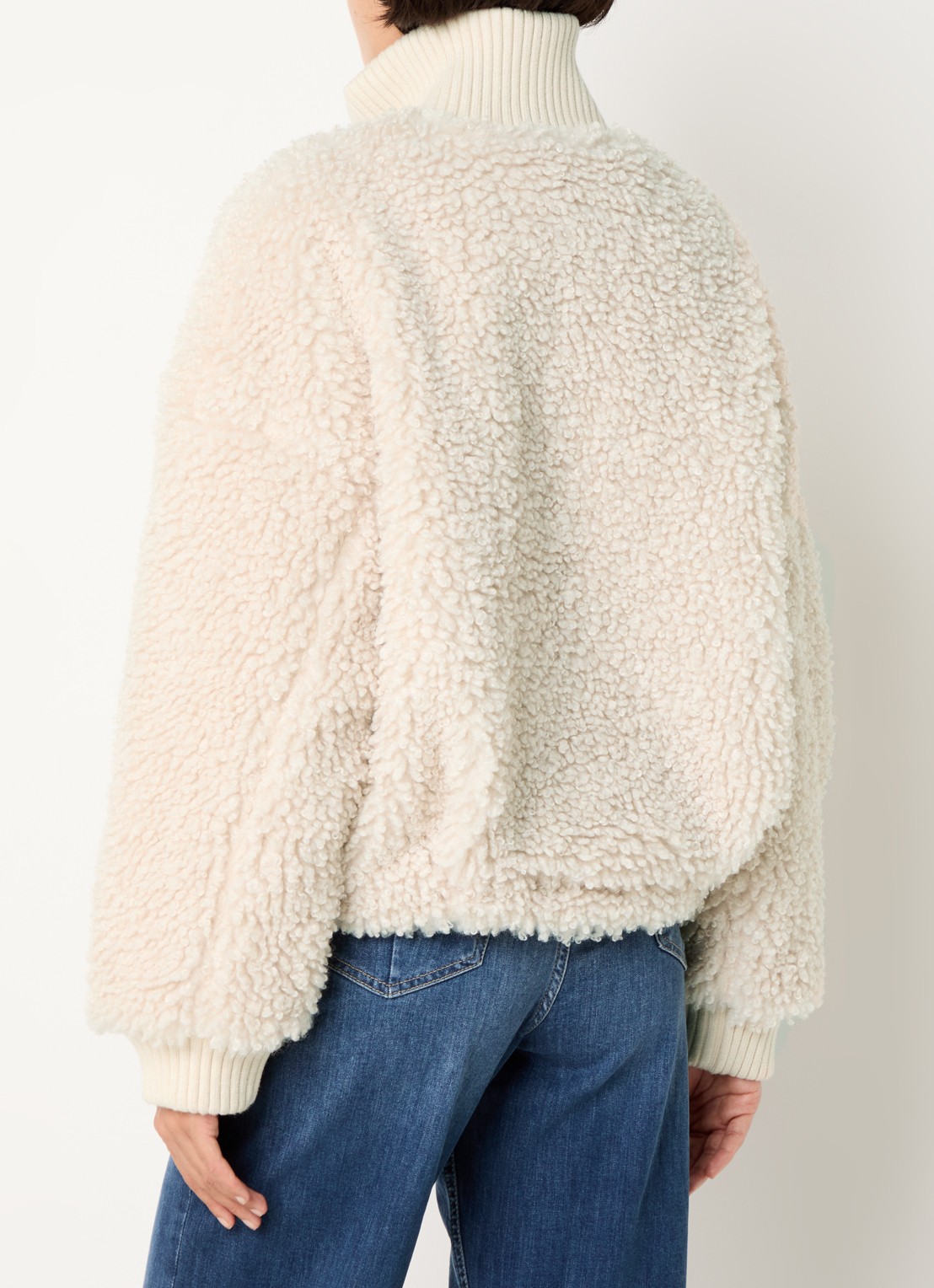 OPUS Halkara jack van teddy met steekzakken - achterkant 3 beige