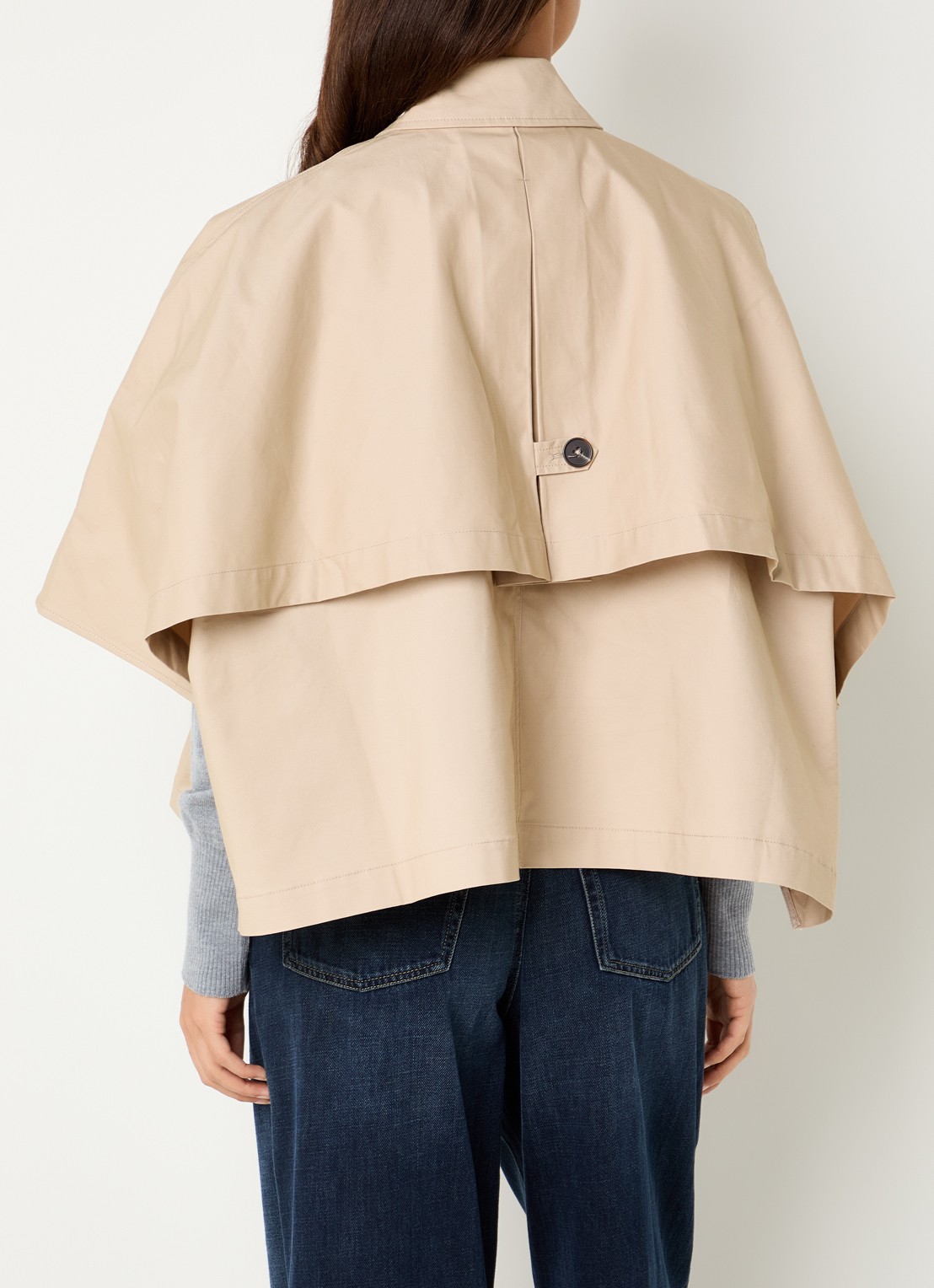 OPUS Hanisse cape met steekzak - achterkant 3 khaki