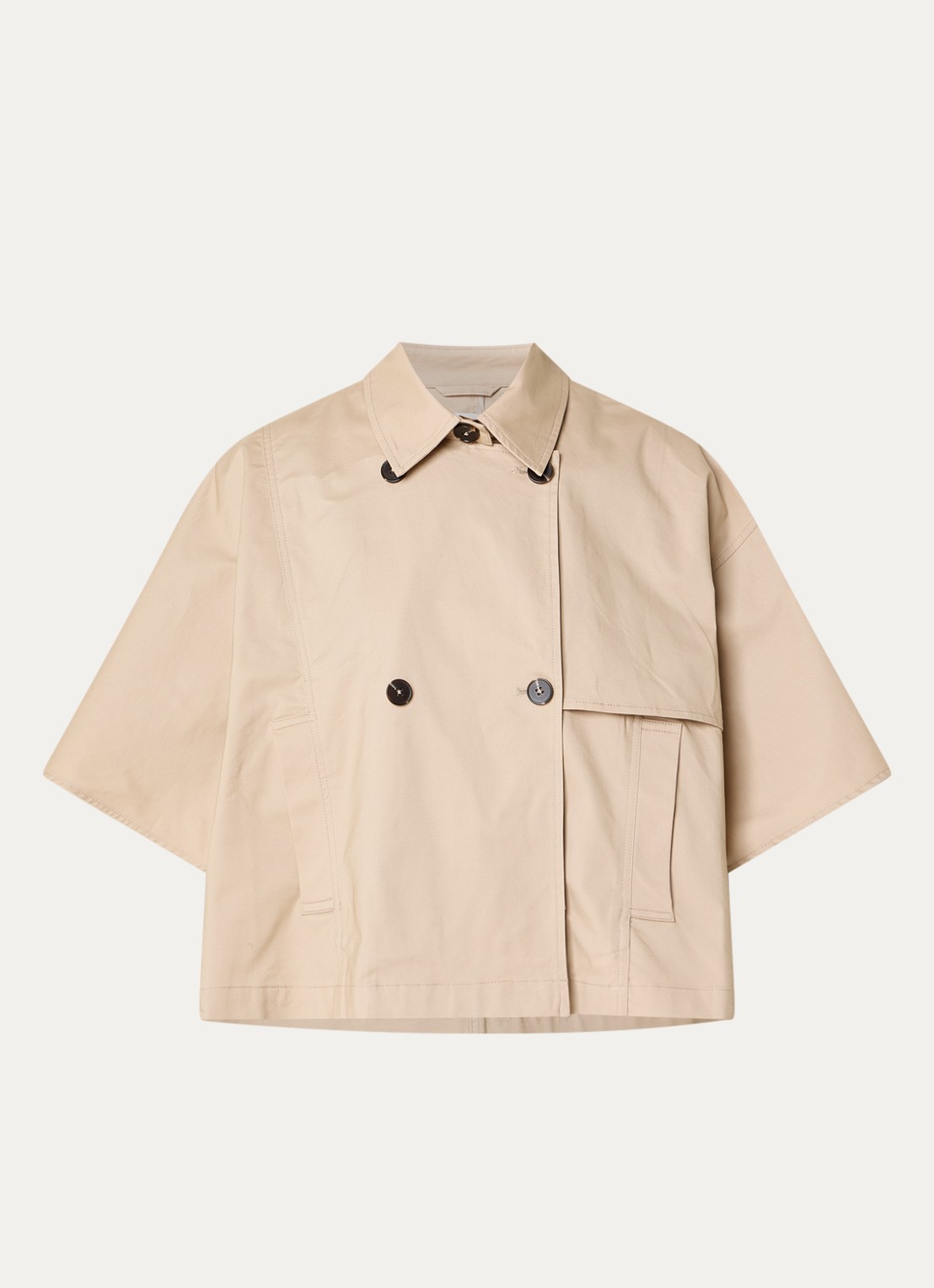 OPUS Hanisse cape met steekzak - voorkant khaki
