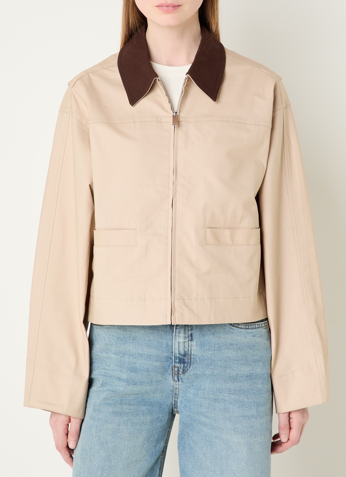 OPUS Herakla jack met opgestikte zakken - detail 4 beige