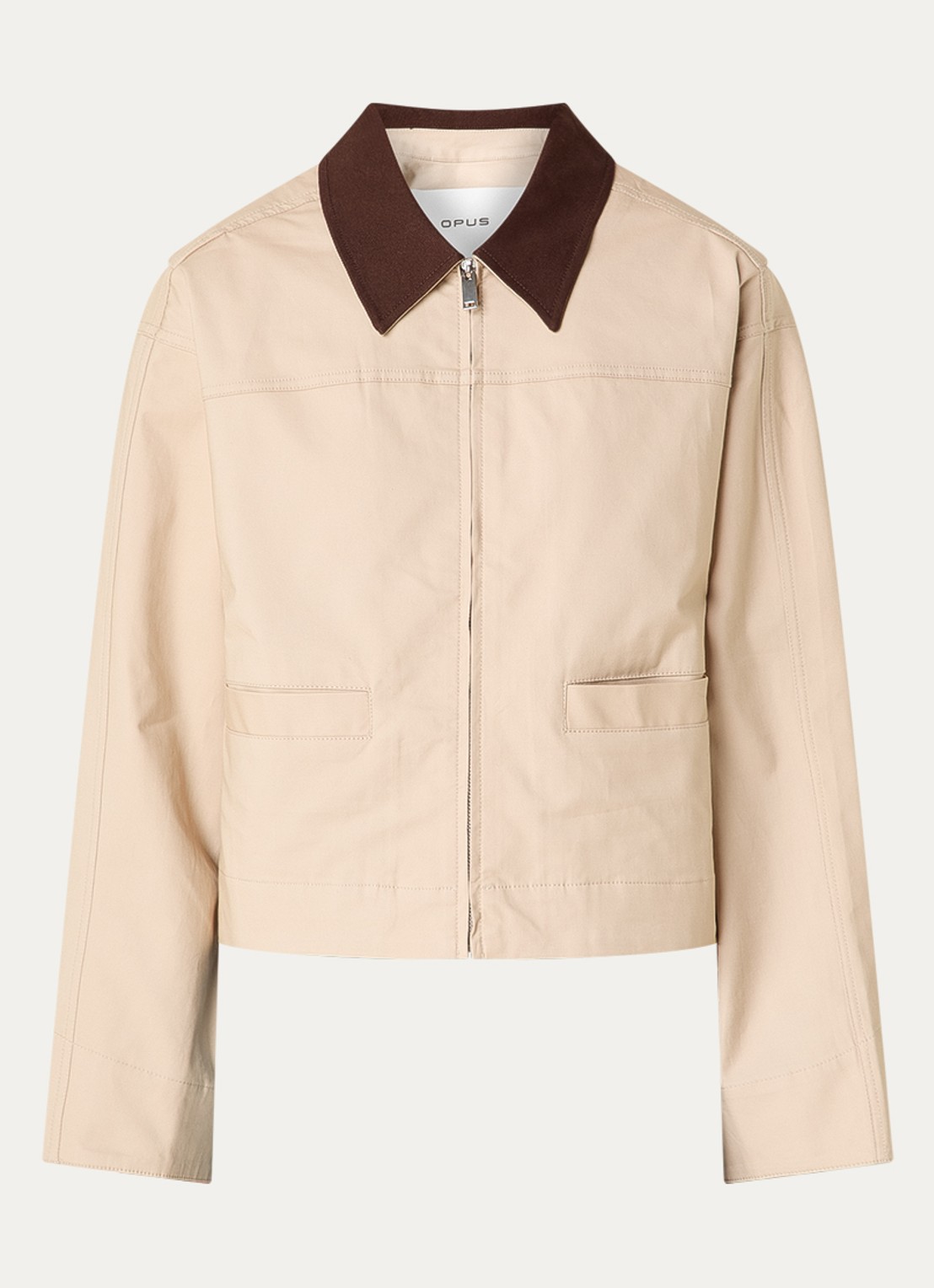 OPUS Herakla jack met opgestikte zakken - voorkant beige