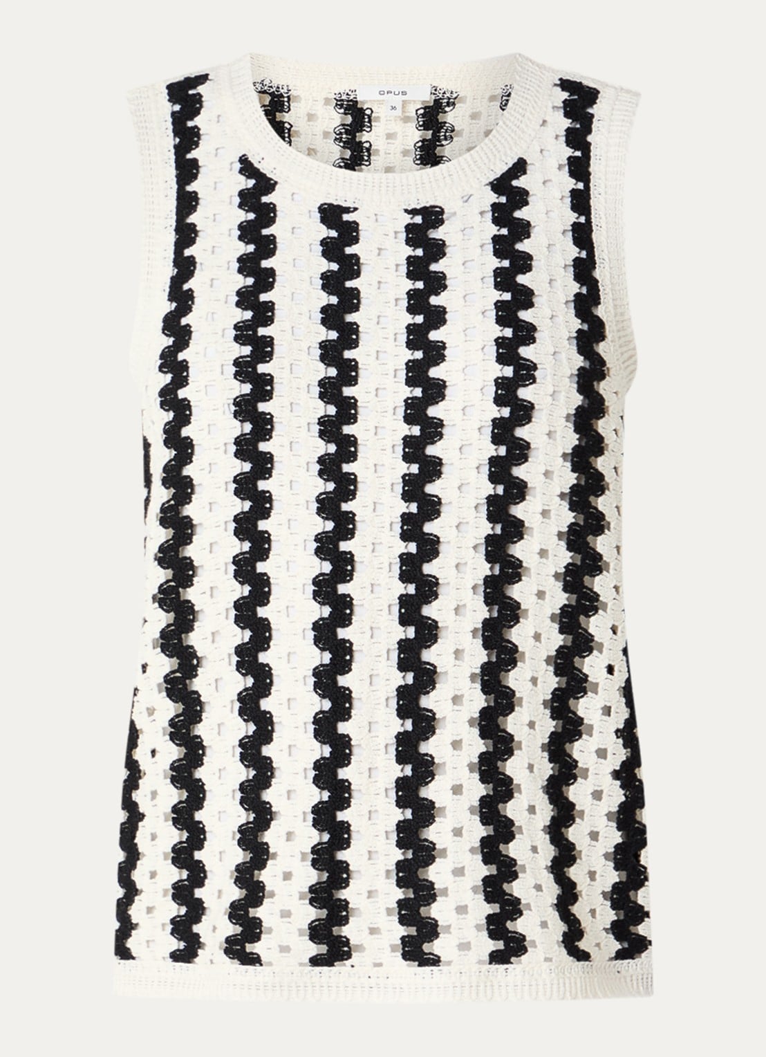 OPUS Ifama tanktop met opengewerkt dessin - voorkant 2 zwart