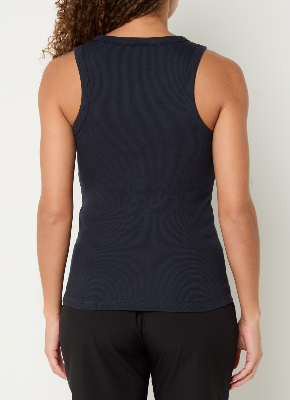 OPUS Ilesso tanktop met ribstructuur - achterkant donkerblauw