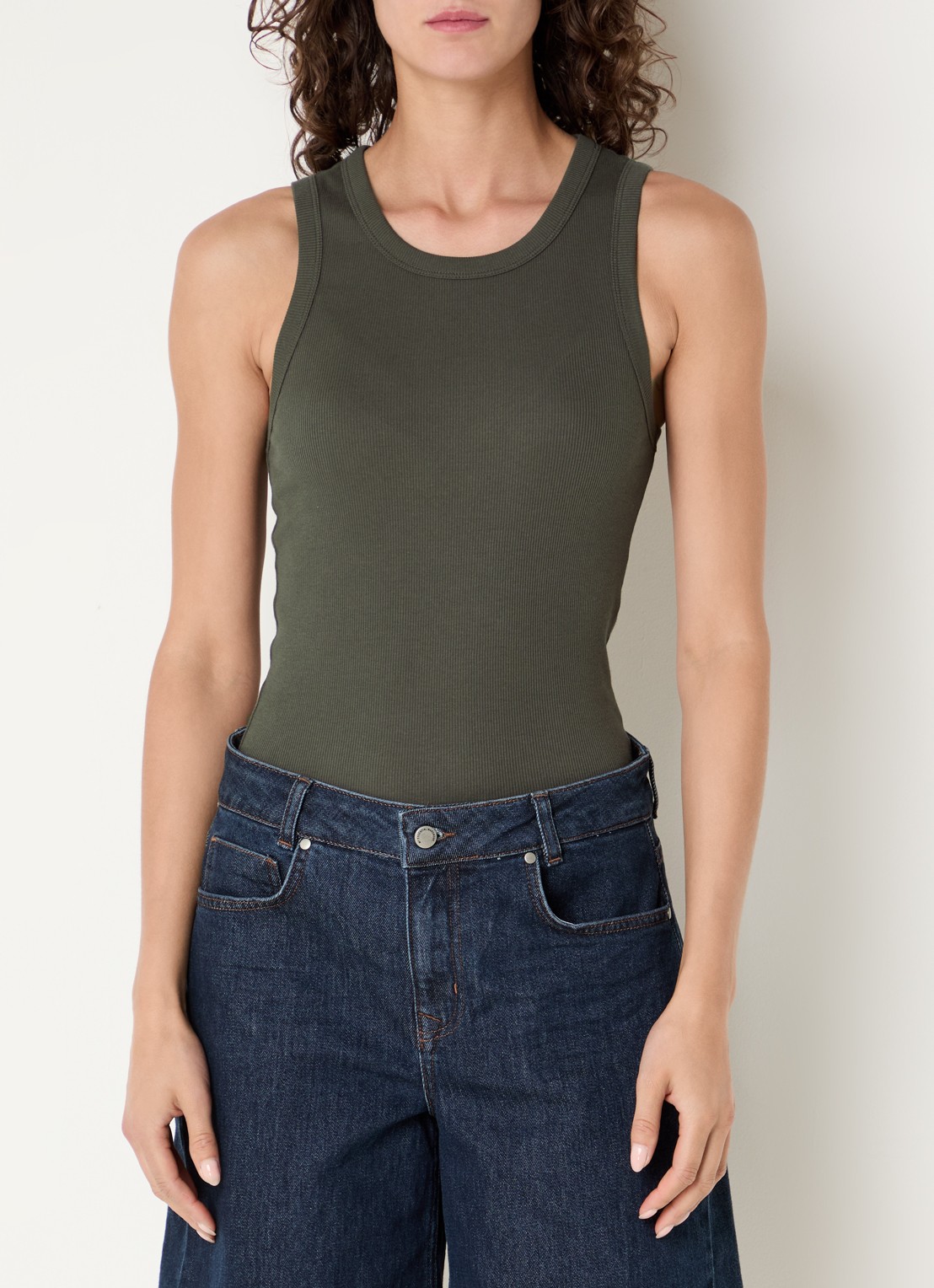 OPUS Ilesso tanktop met stretch - detail 3 bronsgroen