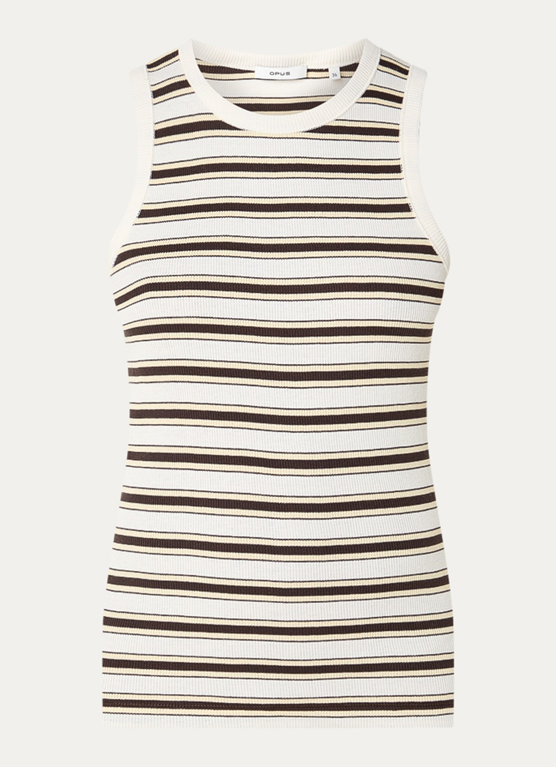 OPUS Ireso Resort tanktop met streepprint en ribstructuur - voorkant gebroken wit