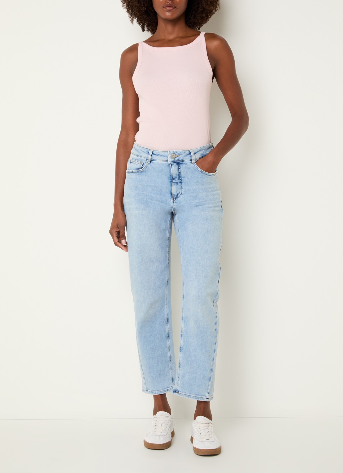 OPUS Izli tanktop met ribstructuur  - voorkant 4 lichtroze