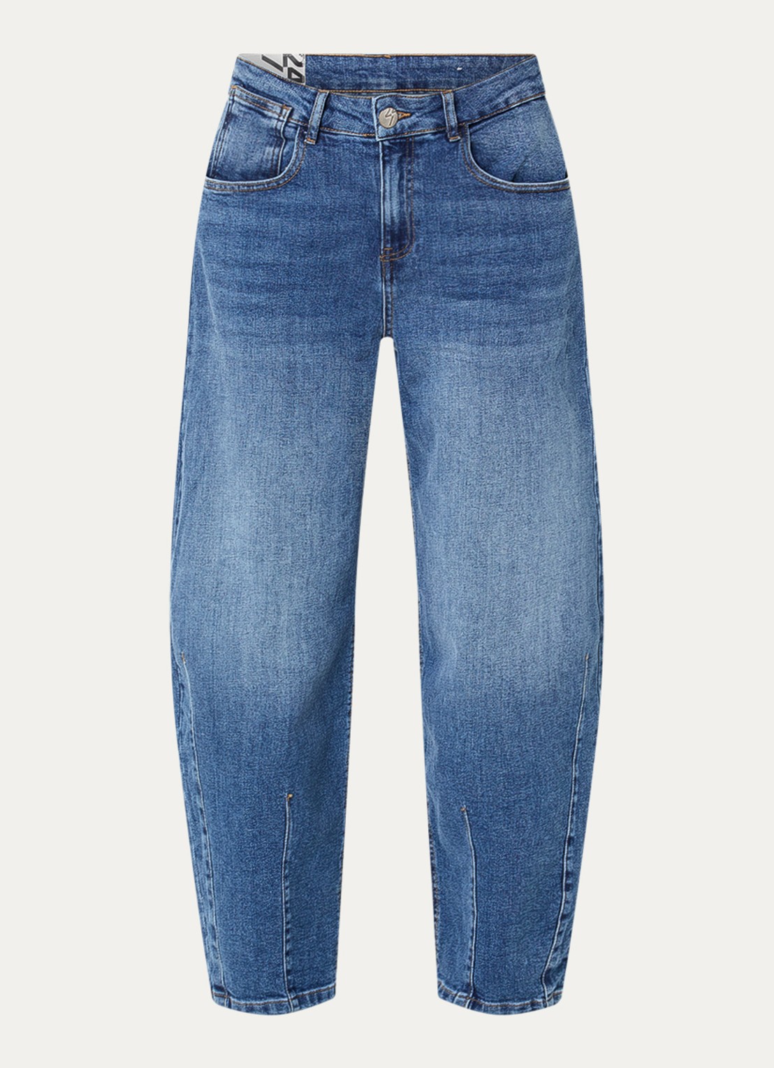 OPUS Lissie mid waist wide fit jeans met medium wassing - voorkant 2 indigo