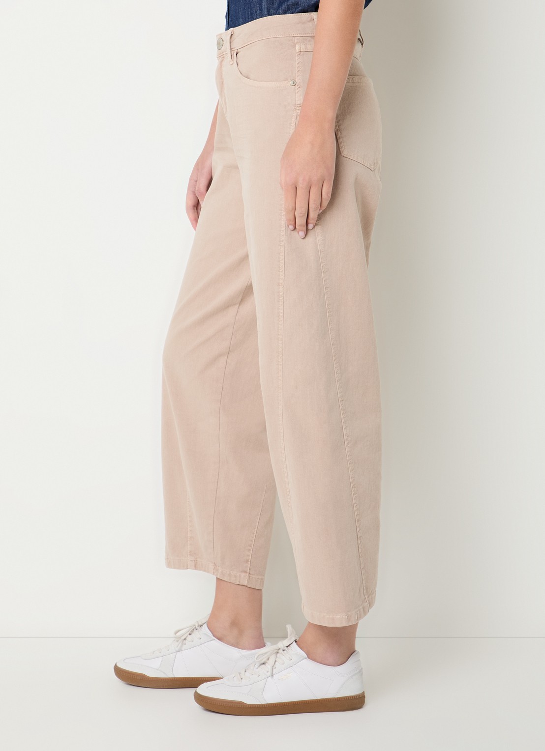 OPUS  Lolah high waist cropped wide leg jeans met gekleurde wassing - detail 5 donkerbeige