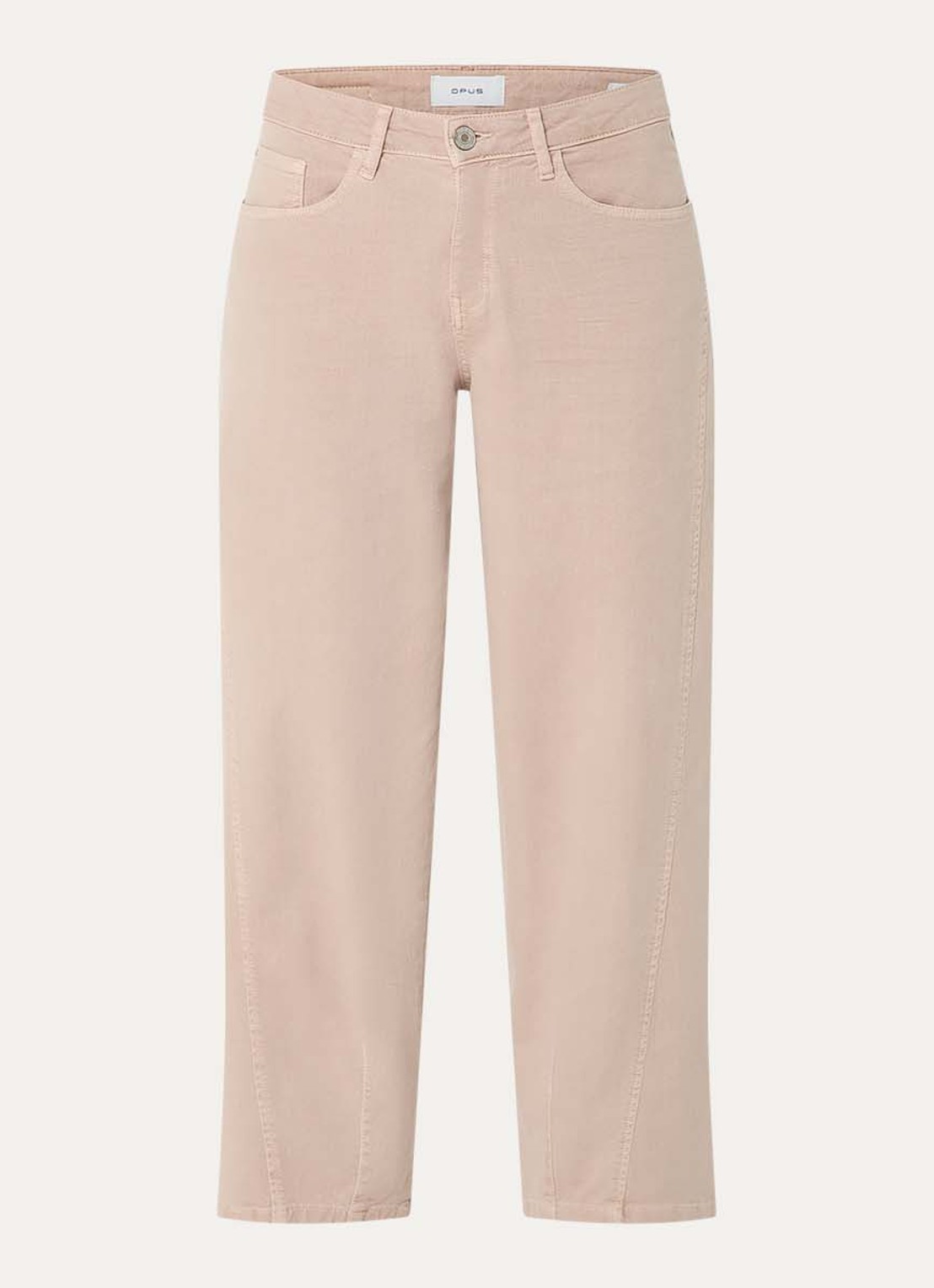 OPUS  Lolah high waist cropped wide leg jeans met gekleurde wassing - voorkant 2 donkerbeige