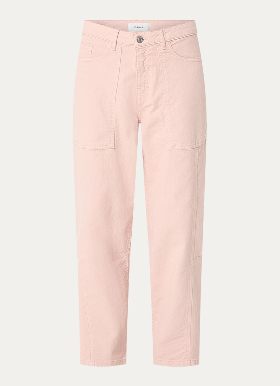 OPUS Lolah mid waist straight fit jeans met gekleurde wassing - voorkant zalmroze