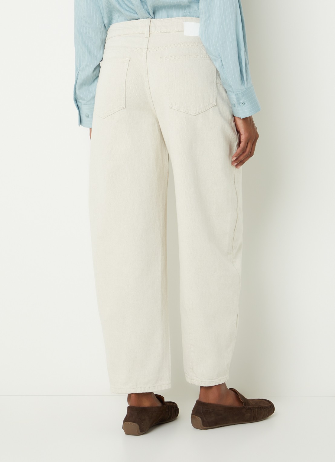 OPUS Lolah mid waist wide leg jeans met gekleurde wassing - achterkant gebroken wit