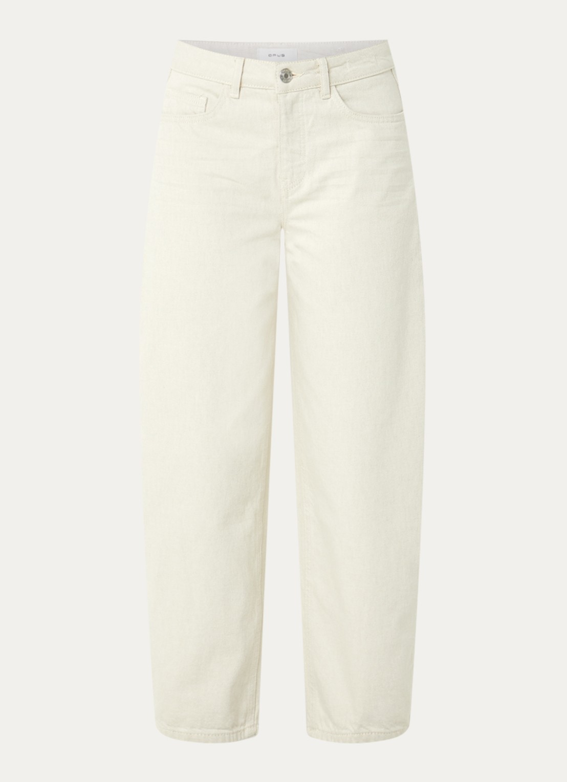 OPUS Lolah mid waist wide leg jeans met gekleurde wassing - voorkant 2 gebroken wit