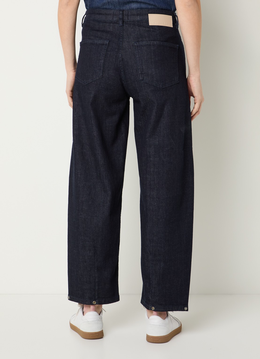 OPUS Lolah Vision high waist straight leg cropped jeans met donkere wassing - achterkant donkerblauw