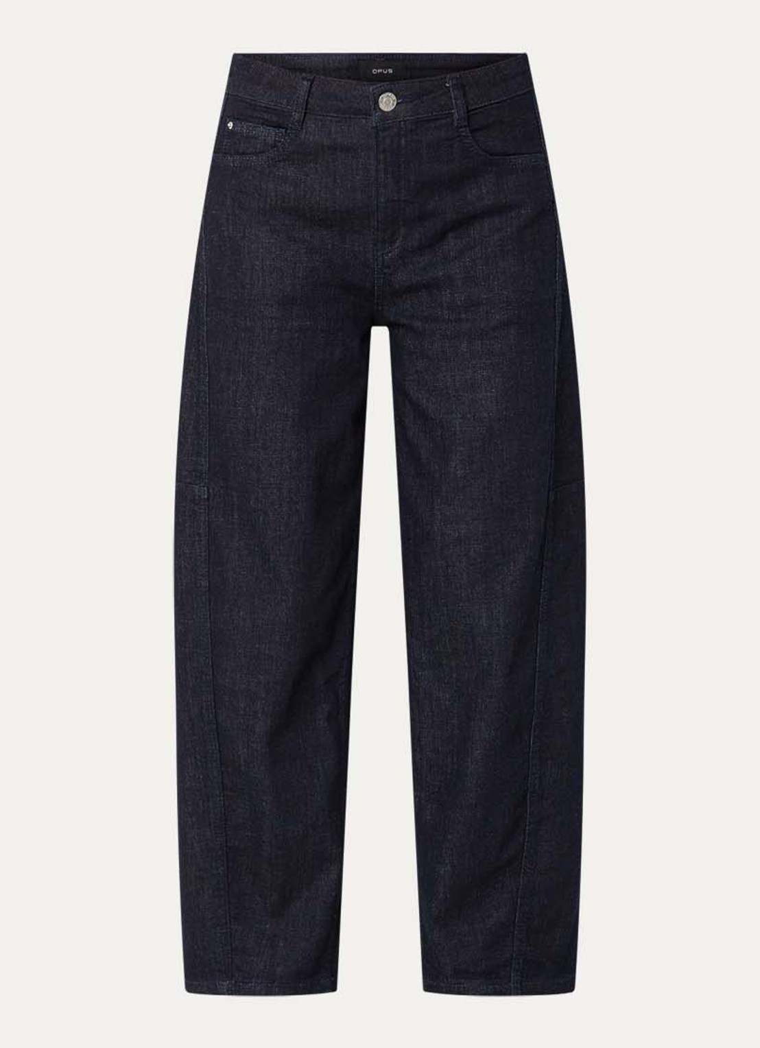 OPUS Lolah Vision high waist straight leg cropped jeans met donkere wassing - voorkant 2 donkerblauw