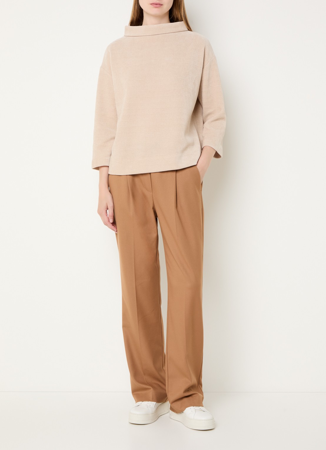 OPUS Macie vibe high waist pantalon - voorkant 2 camel