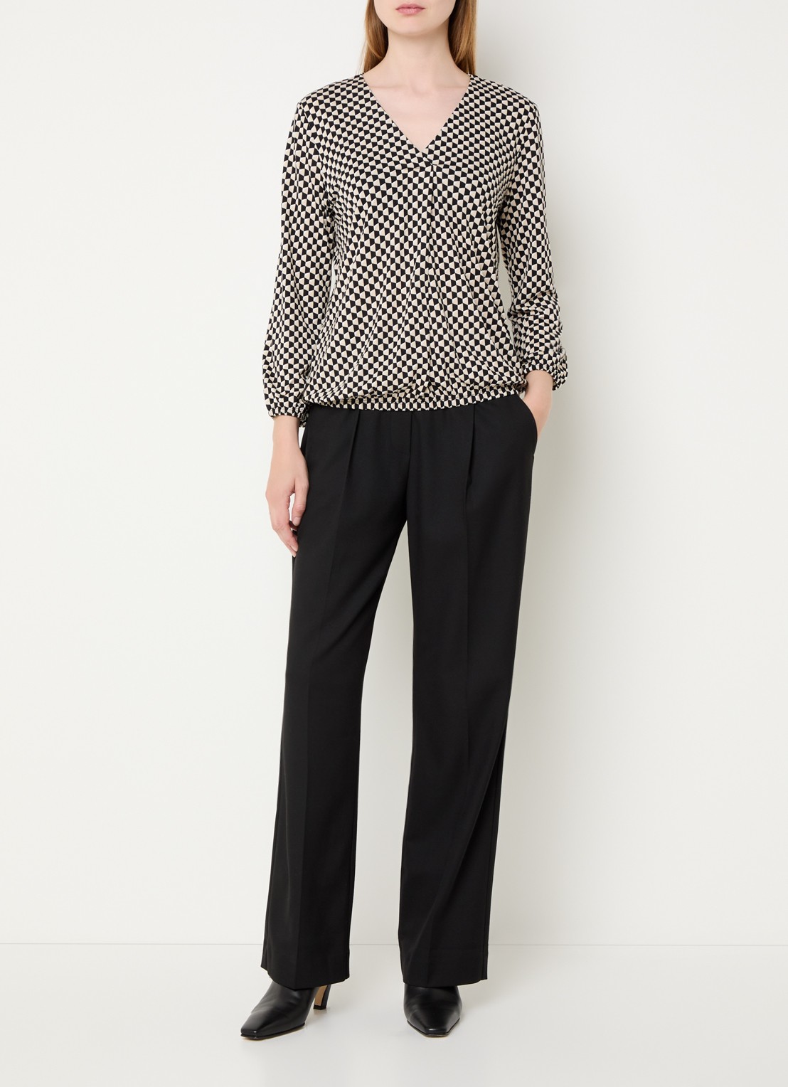 OPUS Macie vibe high waist pantalon - voorkant 4 zwart