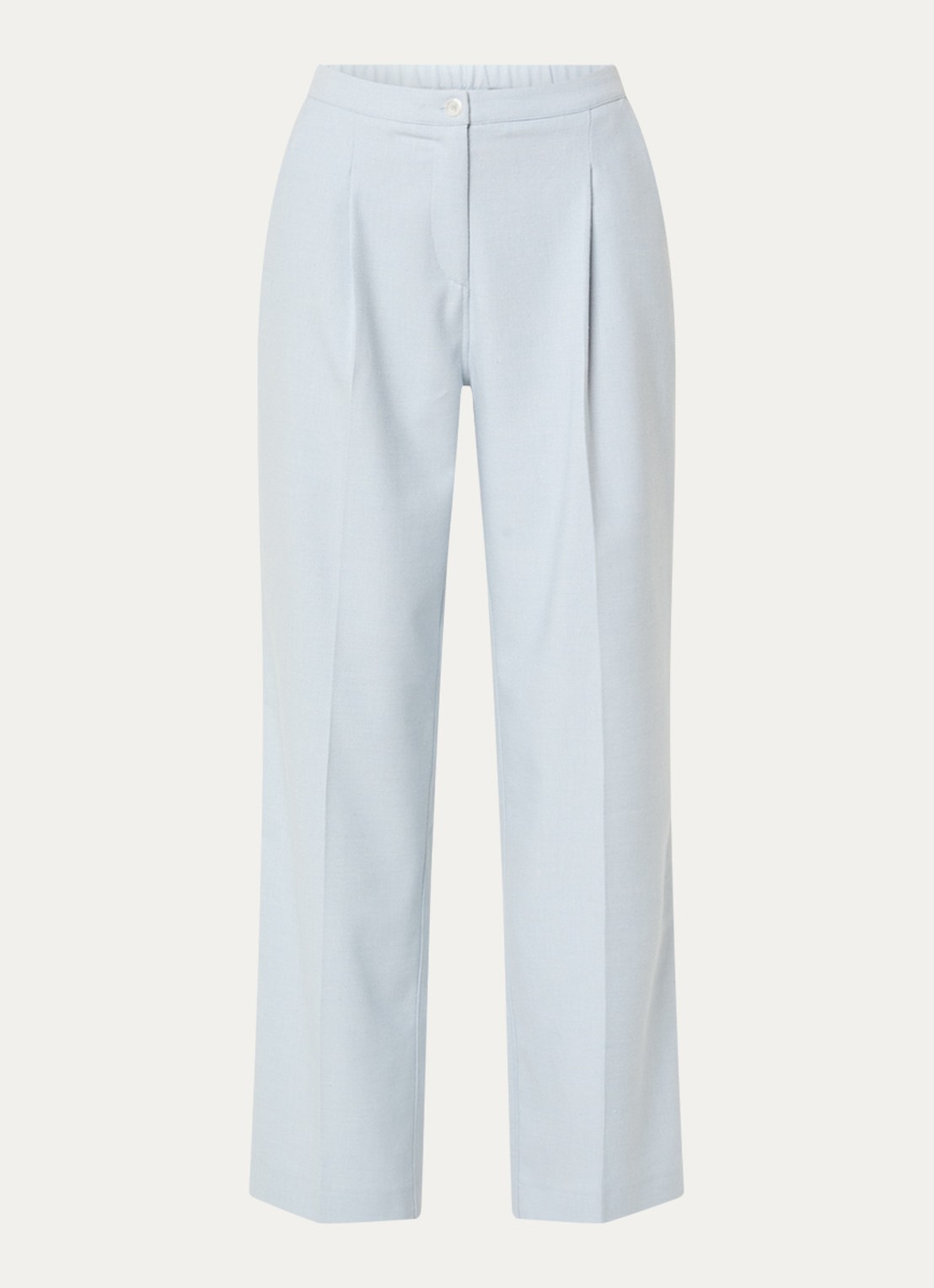 OPUS Maiga French high waist straight fit pantalon in linnenblend met steekzakken - voorkant 3 lichtblauw