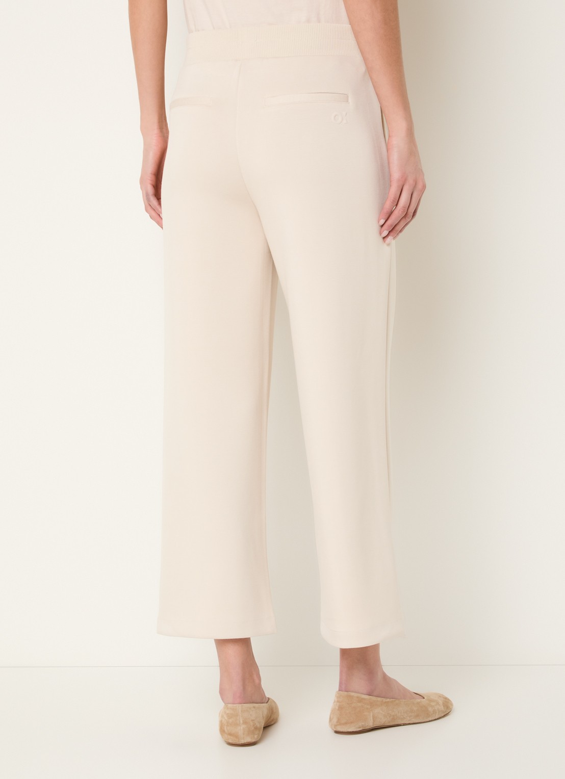 OPUS Maikito high waist cropped loose fit pantalon met steekzakken - achterkant 2 naturel