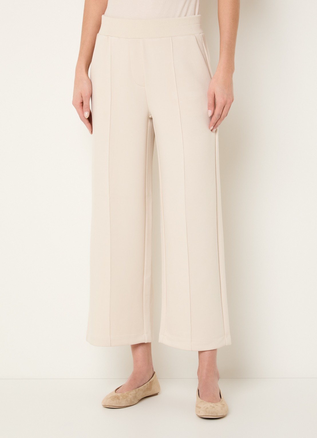 OPUS Maikito high waist cropped loose fit pantalon met steekzakken - detail naturel