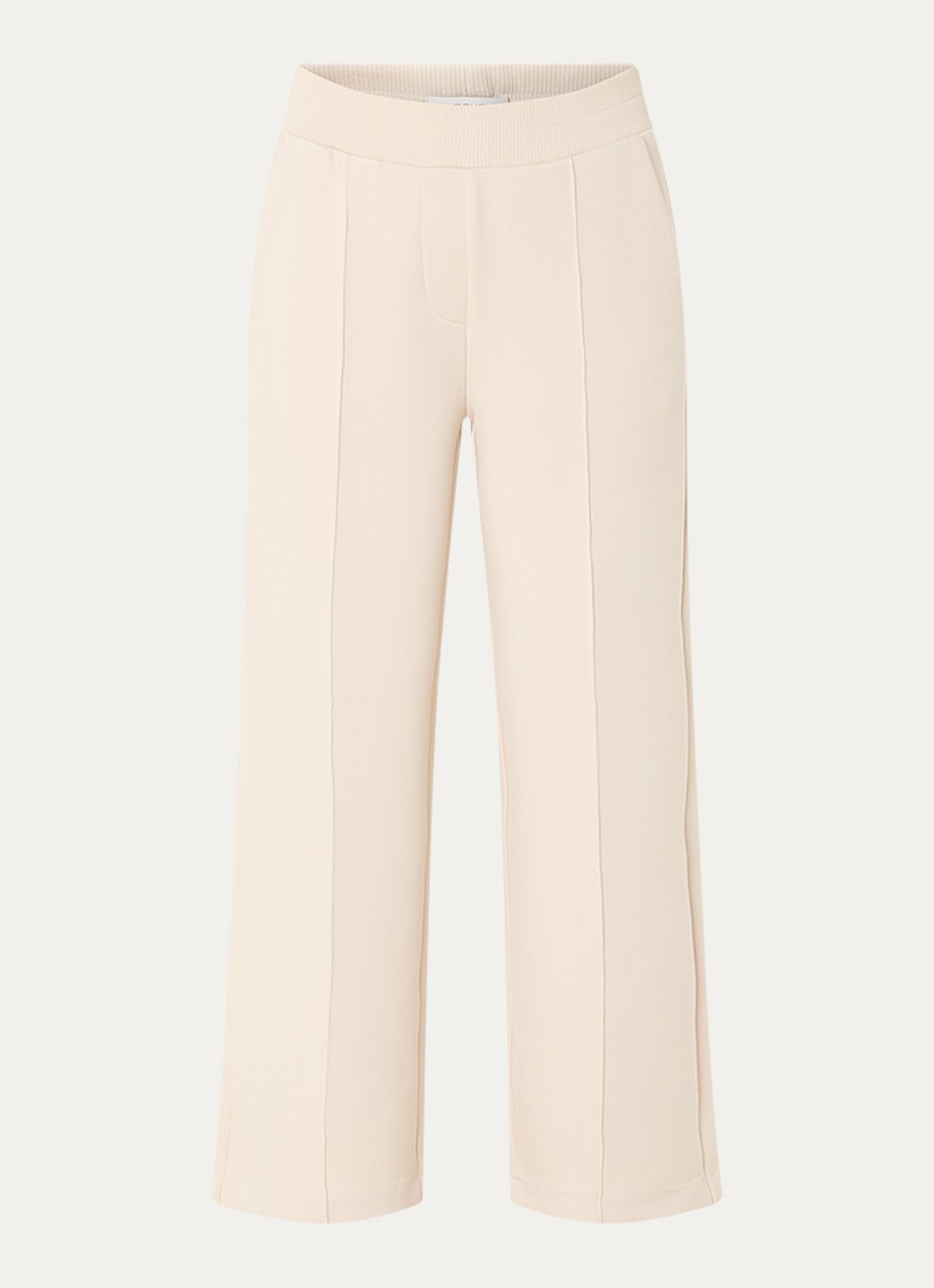OPUS Maikito high waist cropped loose fit pantalon met steekzakken - voorkant 3 naturel