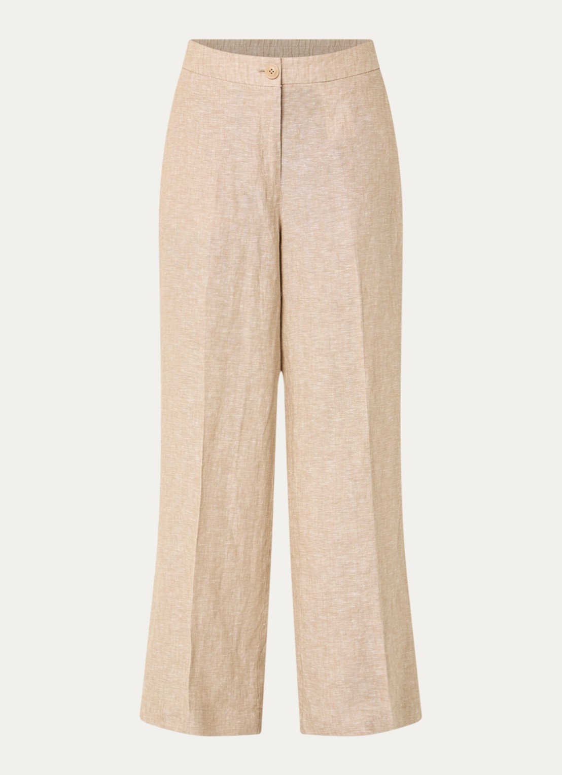 OPUS Maikito high waist flared fit pantalon van linnen - voorkant 2 beige