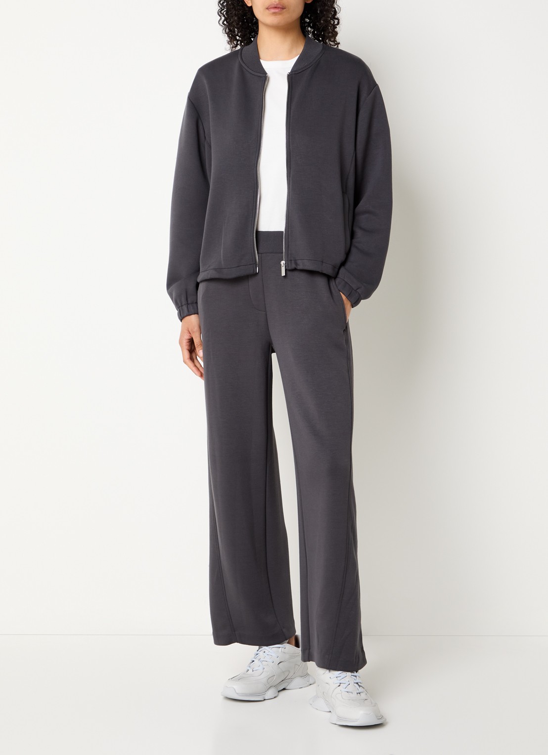OPUS Makito high waist loose fit broek - voorkant 2 antraciet