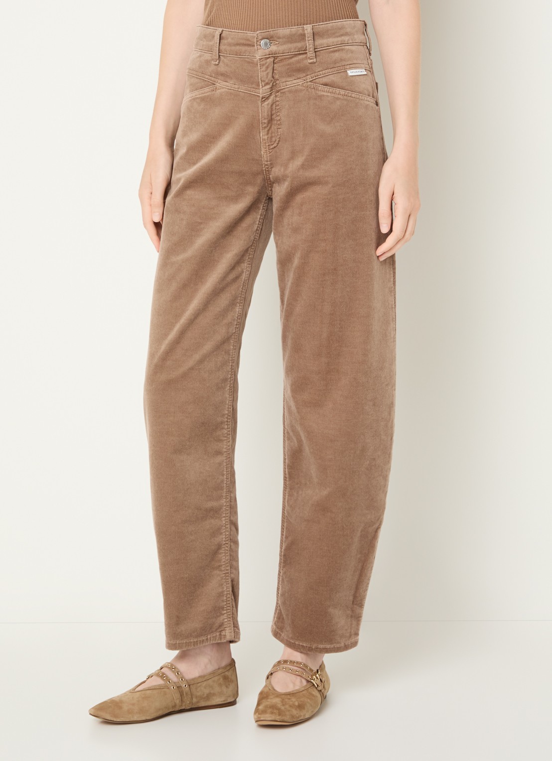 OPUS Mari Cosmo mid waist balloon fit jeans met steekzakken - detail lichtbruin