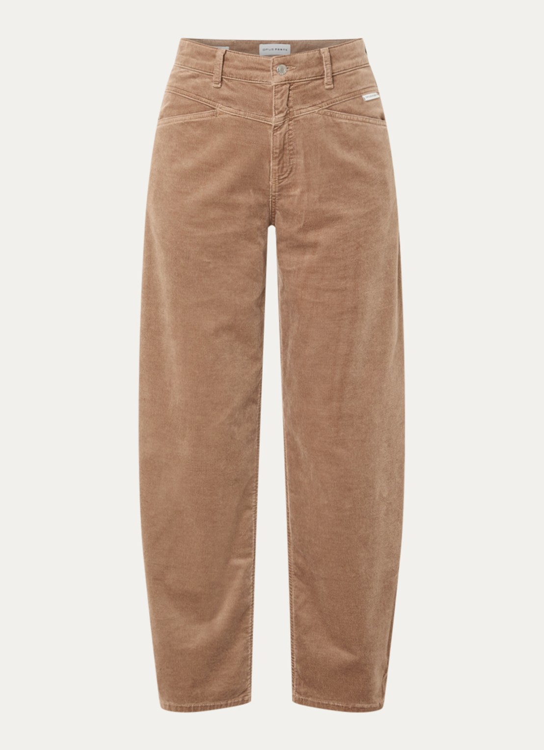 OPUS Mari Cosmo mid waist balloon fit jeans met steekzakken - voorkant 2 lichtbruin