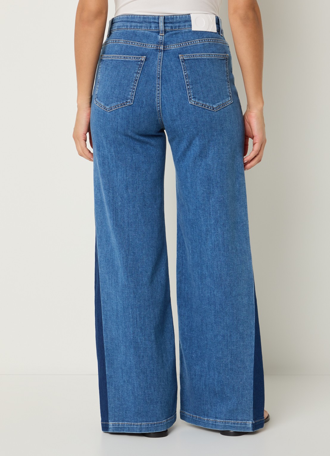OPUS Mari Meadow high waist wide leg jeans met medium wassing - achterkant indigo