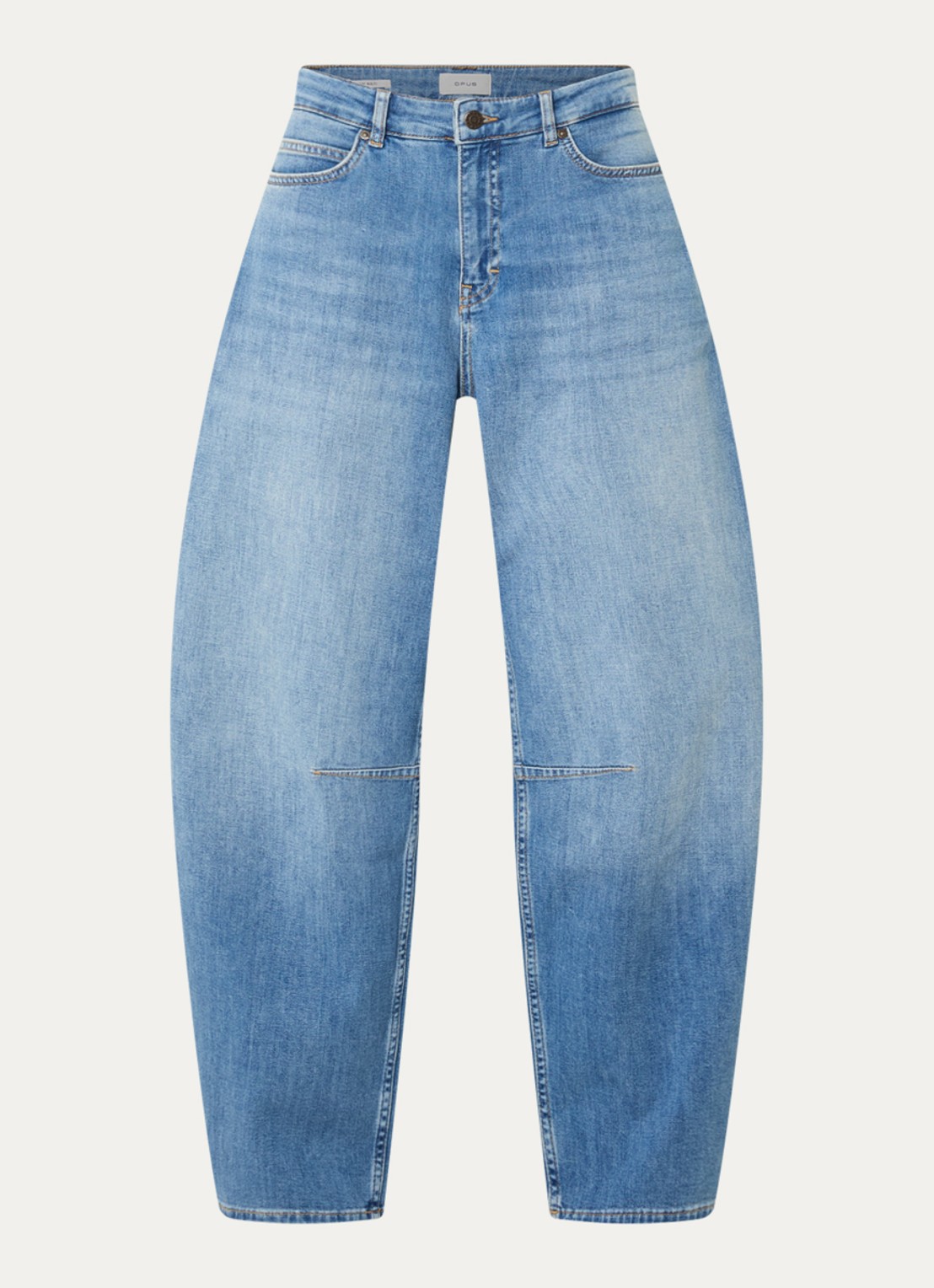 OPUS Mari Vega high waist tapered jeans met lichte wassing - voorkant 4 indigo