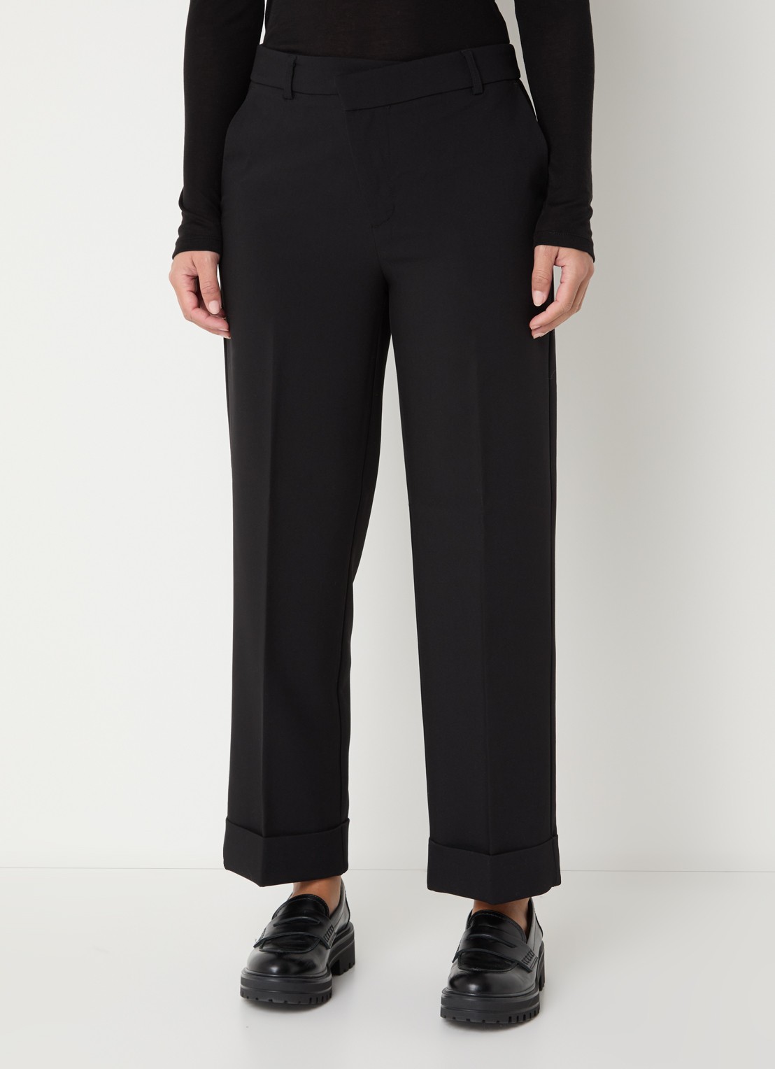 OPUS Meeri high waist loose fit cropped pantalon  - detail 2 zwart