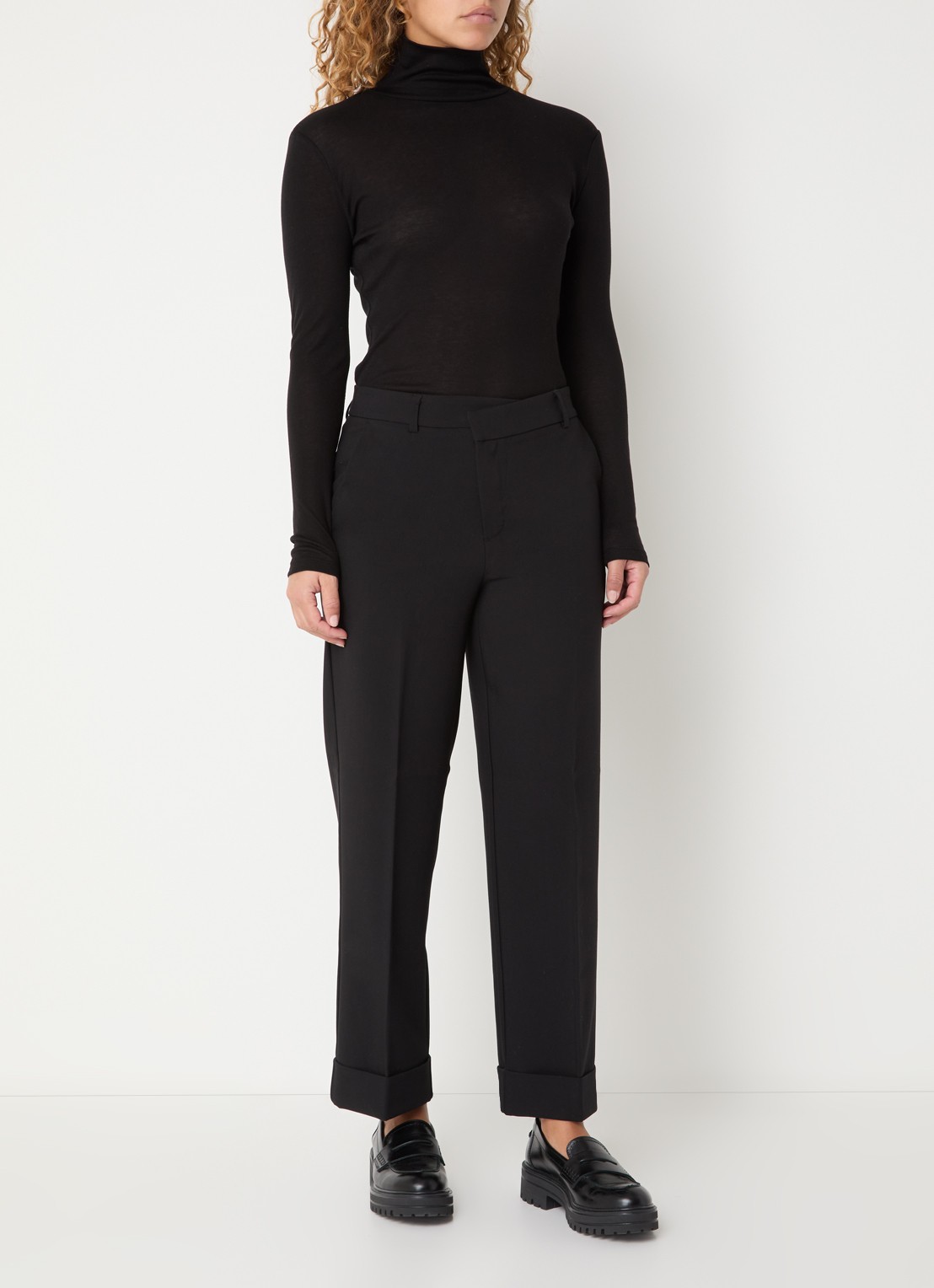 OPUS Meeri high waist loose fit cropped pantalon  - voorkant 4 zwart