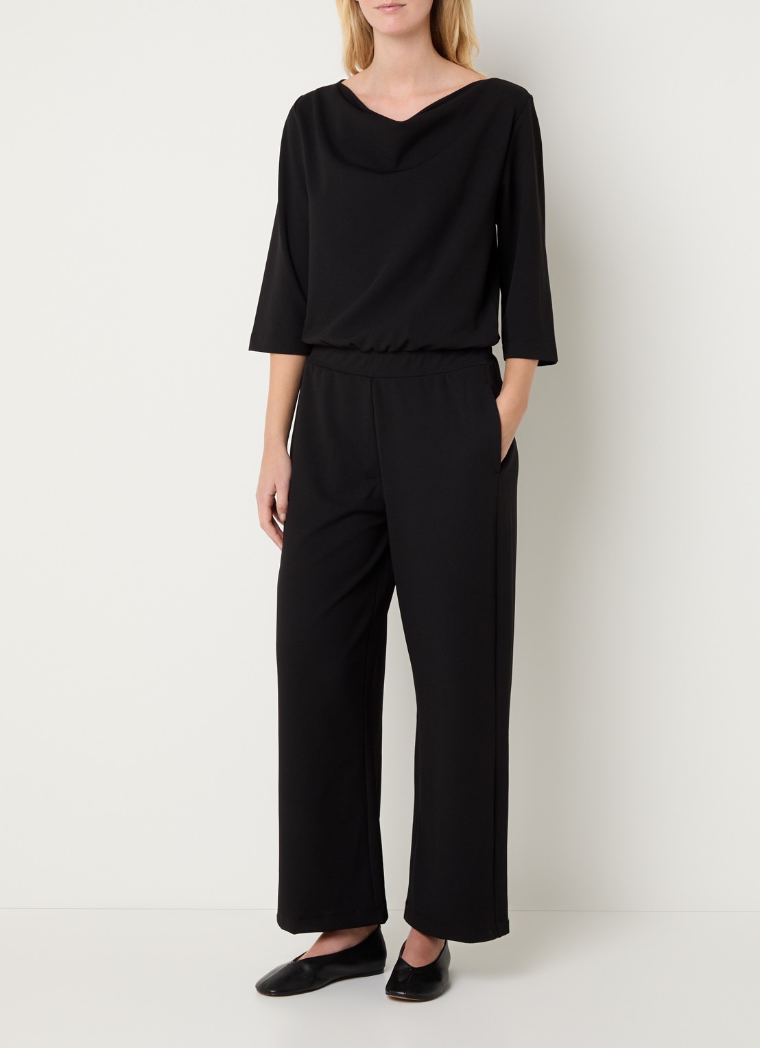 OPUS Mefiza Night loose fit jumpsuit met steekzakken - detail 2 zwart