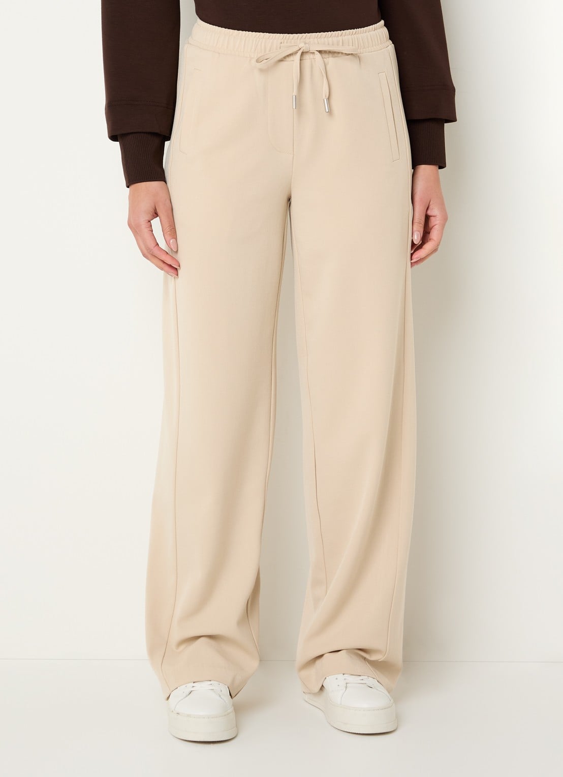 OPUS Melane high waist loose fit broek met steekzakken - detail 4 zand