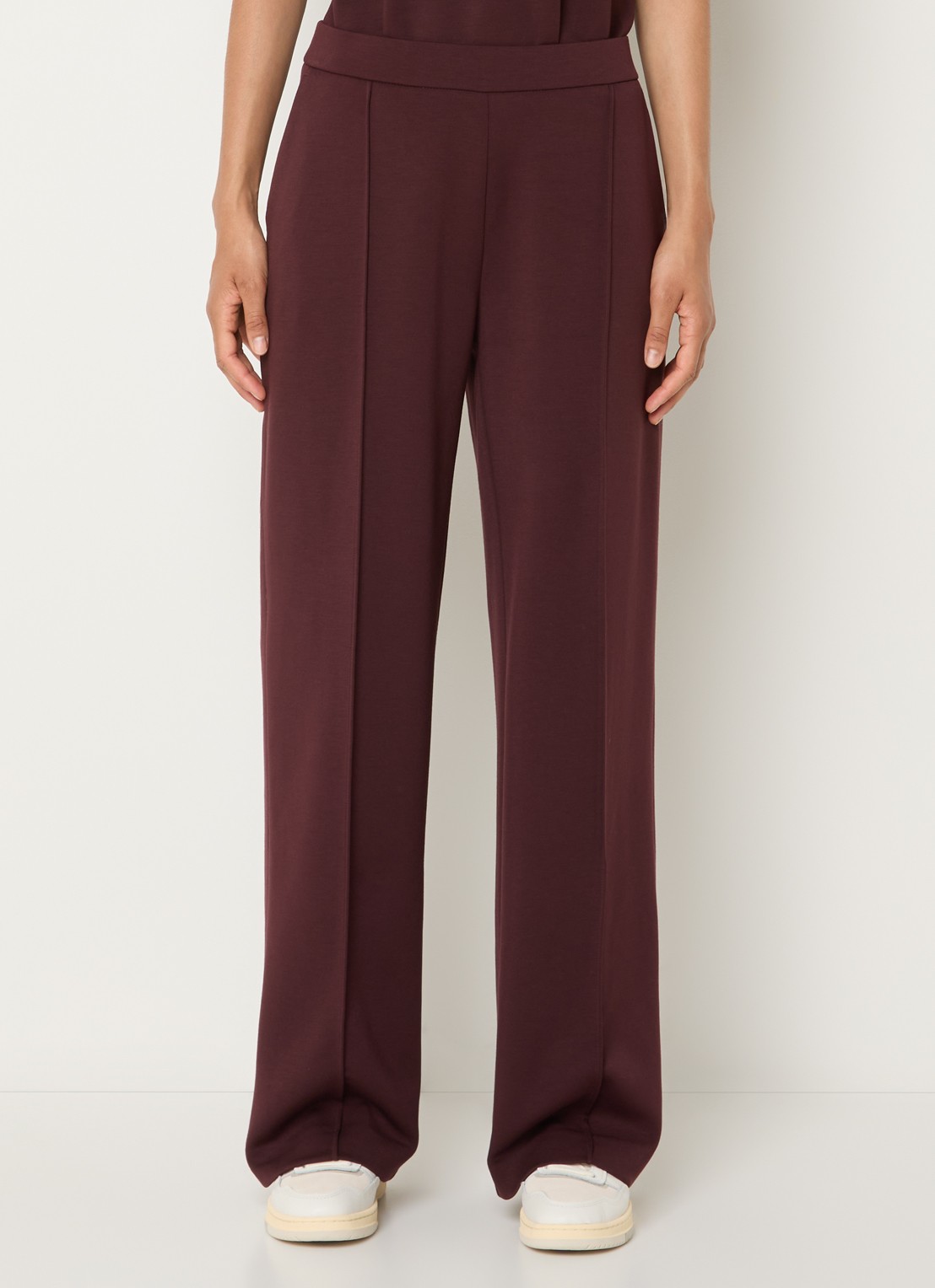 OPUS Melane high waist straight fit pantalon van travelstof met steekzakken - detail 4 kersenrood