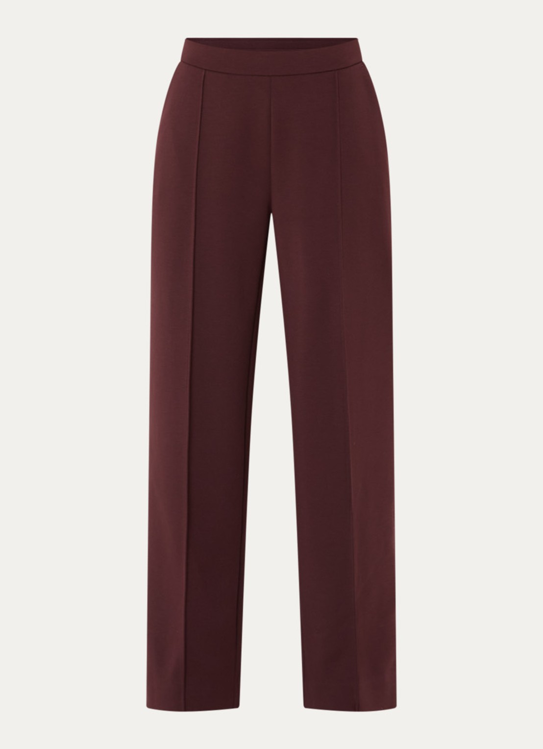 OPUS Melane high waist straight fit pantalon van travelstof met steekzakken - voorkant kersenrood